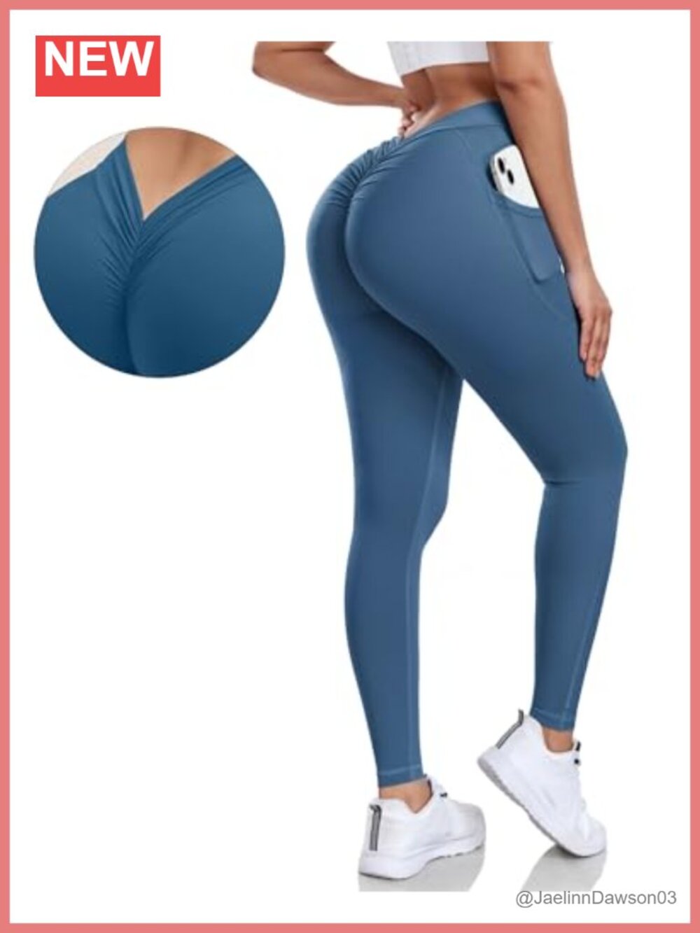 V Back Scrunch Butt Leggings High Waist Tummy Control with Pockets Yoga Pants
